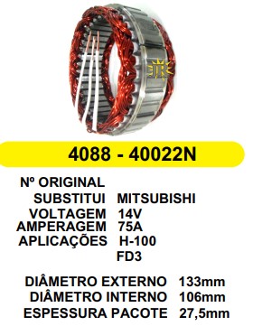 4088 EST. MITSUBISHI E133 I106 H100 FS3 75A 12V