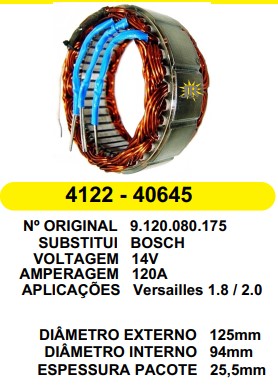 40645/4122 EST. BOSCH E125 I94 VERSAILLES 1.8 E 2.0 120A 12V