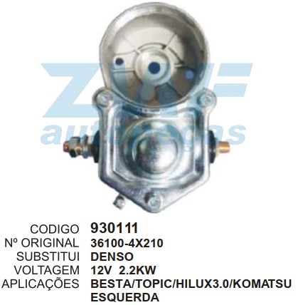 930111 MANCAL PARTIDA C/RELE DENSO BESTA/TOPIC/HILUX3.0 12V 2.2KW ESQ.