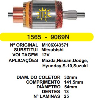 9069/800571 IND. PART. MITSUBISHI PAJERO 2.8TD 12V C141.5 D54 13D HS