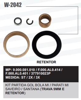W2042ST -KIT BUCHA PART.BOSCH GOL BOLA MI C/TRV 9MM