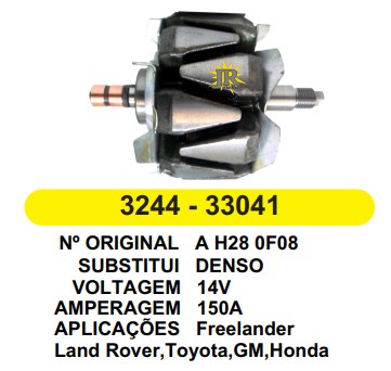 3244 ROTOR DENSO FREELANDER/GM/HONDA/TOYOTA C146.5 D99 150A 12V