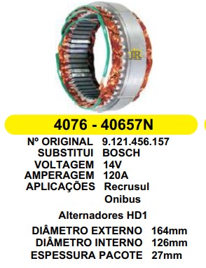 4076 EST. BOSCH E164 I126 HD1 VW BUS 120A 12V