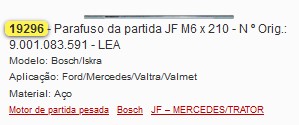 GB19296LEA PARAFUSO M6X210 PASSANTE PART MBB JF (20PÇ)