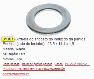 GB31307 ARRUELA DE ACO PARTIDA DELCO/PERKINS (C/20) 23.5X14.4X1.5