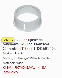 GB39713 ANEL AJUSTE ROL.6203 BOSCH GM/VW/FORD/VALMET (01PÇ)