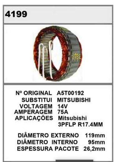4199 EST. MITSUBISHI E121 I90 FS4 75A 12V