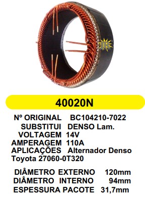 40020 EST. DENSO E120 I94 HILUX/COROLA 12V 110A 