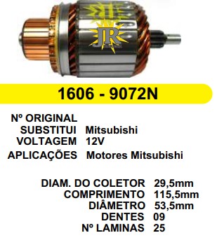 9072 IND. PART. MITSUBISHI 25L Ø53,5 C115,5MM C/R 9D 12V JR
