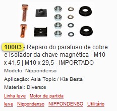 GB10003I REP. CH.MAGNETICA(PAR.COBRE M10X41.5 M10X29.5 E ISOLADOR) (01PÇ)