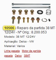 GB10566 REPARO MOTOR PARTIDA 38MT  12/24V (1PÇ)
