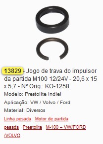 GB13829 JOGO TRAVA BENDIX INDUZ. PART. PRESTOLITE M100R (02PÇS)