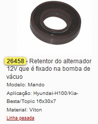 GB26458 RETENTOR ALTERNADOR COM A BOMBA DE VACUO 12V. (16X30X7) (01PÇ)