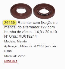 GB26459 REP. RETENTOR ALT.C/BOMBA VACUO MITSUBISHI 30X14.8X10 (01PÇ)