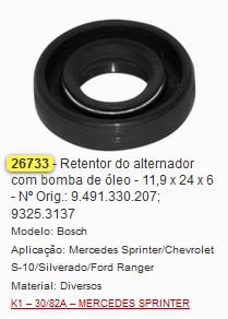 GB26733 RETENTOR ALTERNADOR SPRINTER/S10 C/BOMBA DE OLEO (11,9X24X6) (01PÇ)
