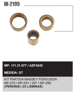 W2195ST -KIT BUCHA PART.ISKRA MF C/MT.PERKINS 33LAMINAS