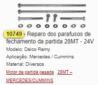 GB10749 JOGO PARAFUSO FECHAM. PARTIDA DELCO 28MT (1PÇ)