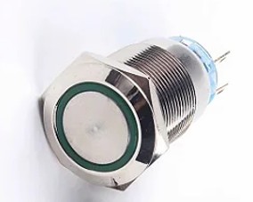 04286 BOTAO PULSO 19MM SIMBOLO RING LED VERDE 12/24V CROMADO