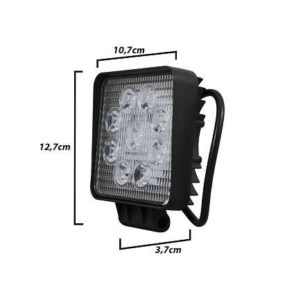 FAROL LED 27W 9LEDS QUADRADO FINO TIGER (0802005)