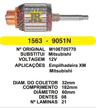 1563 IND. PART. MITSUBISHI 21L EMP. XM 12V C182 D60 8D