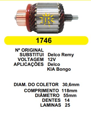 1746 IND. PART. DELCO KIA BONGO 12V C118 D55 14D 