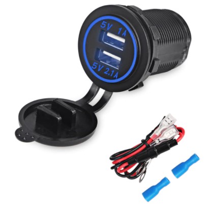 TOMADA CARREGADOR USB VEICULAR LED AZUL 12V/24V (S/VOLT) CC033103