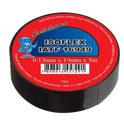 FITA ISOLANTE ROLO 5MTS PRETA ISOFLEX