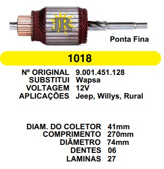 1018 IND. PART. WASPA JEEP-PONTA FINA 12V C270 D74 6D