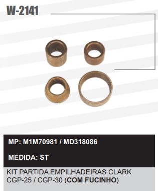 W2141ST -KIT BUCHA PART.MITSUBISHI EMPILH CLARK C/FUCINHO