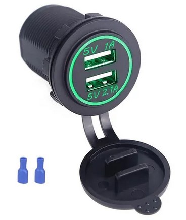 TOMADA CARREGADOR USB VEICULAR LED VERDE 12/24V (S/VOLT) CC033102
