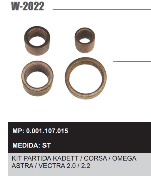 W2022ST -KIT BUCHA PART.BOSCH OMEGA/VECTRA/CORSA/KADET/GOL GTI DW