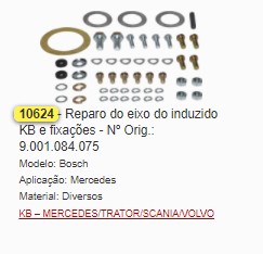 GB10624 REPARO EIXO INDUZIDO DO KB E FIXACOES (1PÇ)