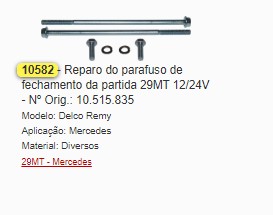 GB10582 JOGO PARAFUSO FECHAM. PARTIDA DELCO 29MT (1PÇ)