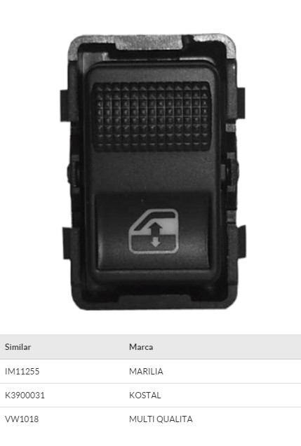 1501014 INTERRUPTOR VIDRO GOL G2/G3 TRAS PRETO - LED VERDE