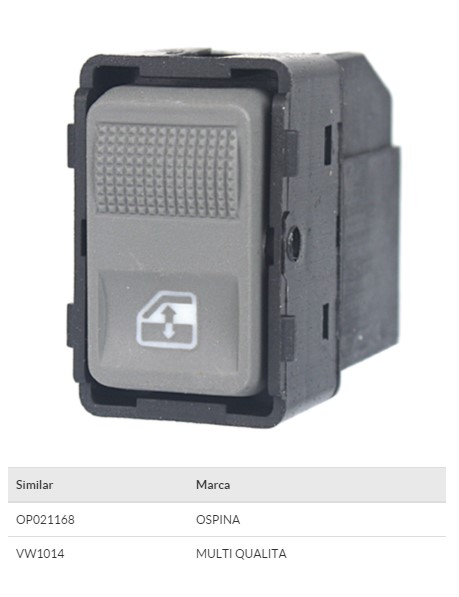 1501017 INTERRUPTOR VIDRO GOL G2/G3 TRAS CINZA - LED VERDE
