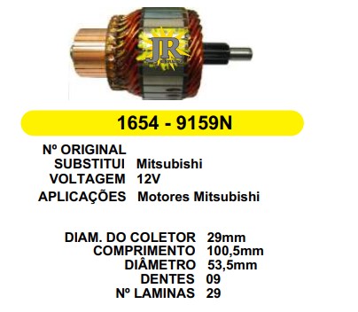 1654 IND. PART. MITSUBISHI CUBE/TIDA 12V C100.5 D53.6 9D