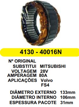 40016/4130 EST. MITSUBISHI E133 I106 VOLVO VM FS4 80A 24V