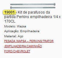 GB19001 KIT PARAFUFUSO 1/4X170CL PART.EMPILHADEIRA PERKINS WAPSA HYSTER (01PÇ)