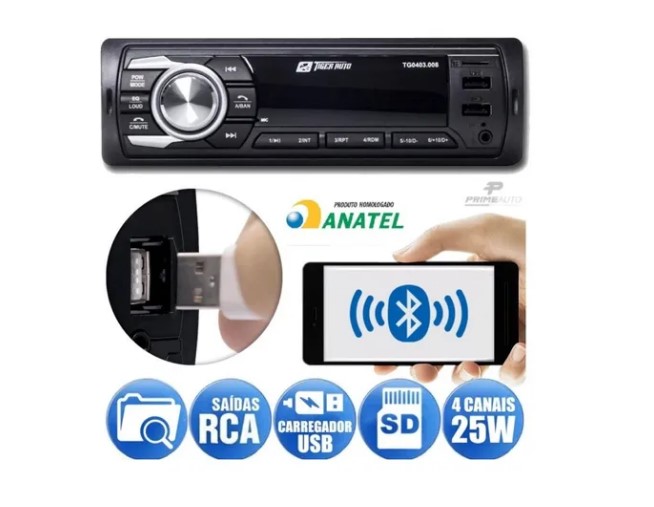 403008 RADIO TIGER FM/MP3 2 RCA 25X4 C/CONTROLE VIA APP C/BLUETOOTH