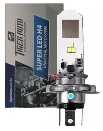 LAMPADA H4 LED P/MOTO 6000K 12W 12V 1018H4 TIGER 
