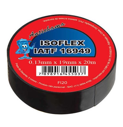 FITA ISOLANTE ROLO 20MTS PRETA ISOFLEX