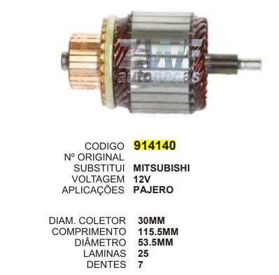 9175/914140 IND. PART. MITSUBISHI L200/PAJERO 115.5MM 7D 12V ZWF