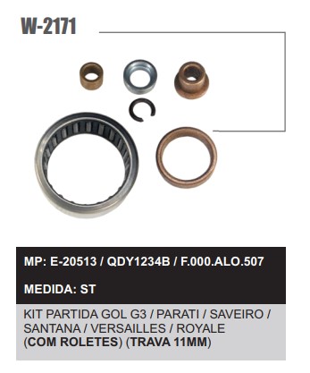 W2171ST -KIT BUCHA PART.VALEO GOL/SANT/PAR 2000 C/ROL C/TRAV