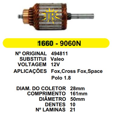 1660 IND. PART. VALEO GOL/FOX/CROSFOX/SPACE 12V C161 D50 10D
