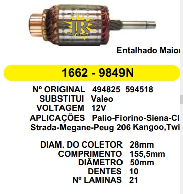 1662 IND. PART. VALEO CORSA/PALIO/FIESTA/CLIO 12V C155,5 D50 10D ENT. MAIOR