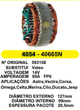 4054/AR303 EST. E127 I99 S10 VALEO LARGO FP6 95A 12V