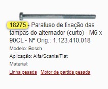 GB18275 PARAFUSO M6X90MM FIXACAO ALT. CURTO (C/10)