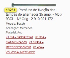 GB18261 PARAFUSO M5X93MM FIXACAO ALT. BOSCH MB 55A 5X93 (C/10)