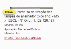 GB18647 PARAFUSO M5X129MM FIXACAO ALT. 35A BICO FINO (C/10) 