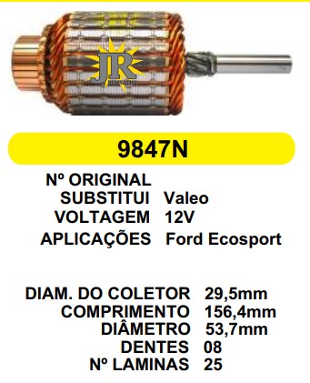 1761 IND. PART. VALEO ECOSPORT 12V C156.4 D53.7 8D JR 